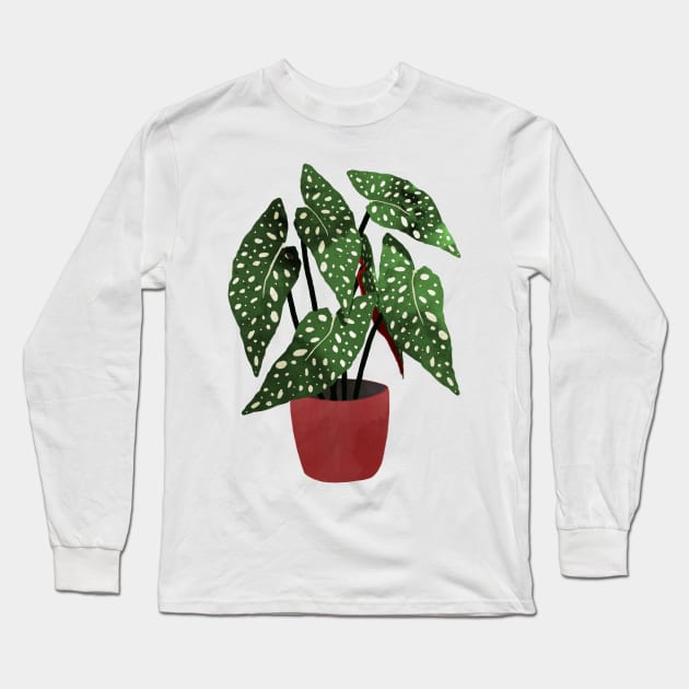 Begonia maculata flowerpot watercolor Long Sleeve T-Shirt by Elbuenlimon